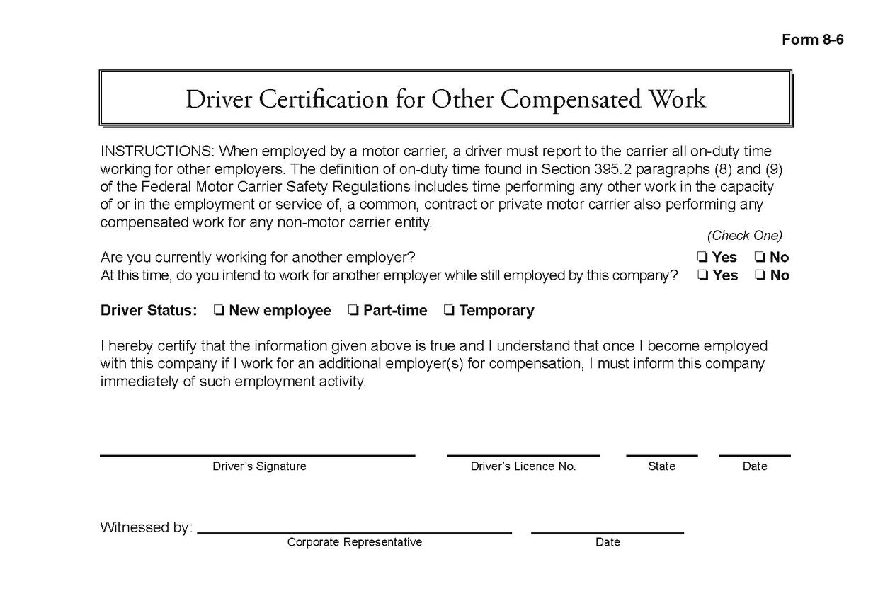 Driver Certification for Other Compensated Work