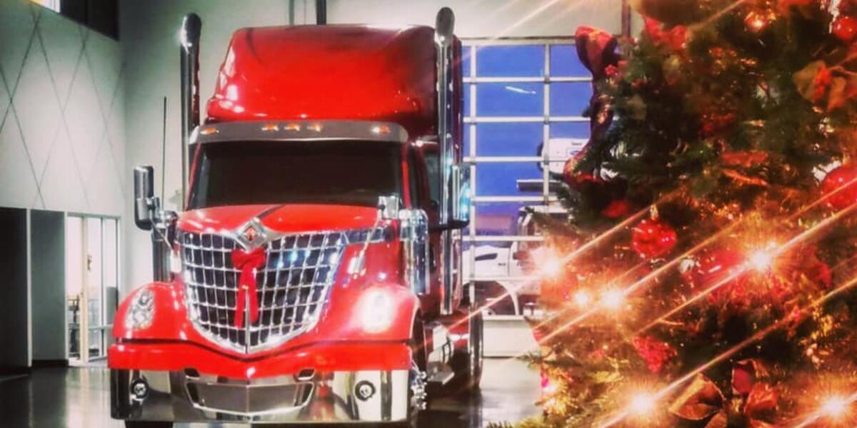 Commercial truck during Christmas