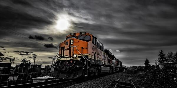Train on railroad tracks