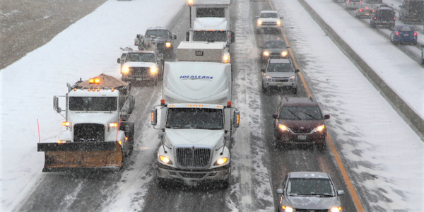 Idealease Truck in Winter Traffic