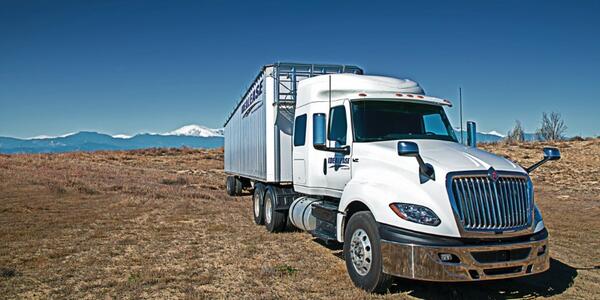 Idealease truck parked in field